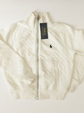 Ralph Lauren Polo Zip Up Sweater White Childs 8-10 NWT